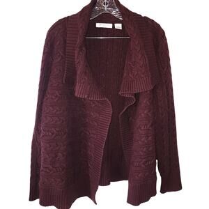 Liz Claiborne purple chunky cable-knit cardigan sweater Plus Size 3X